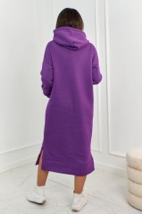 Ilga suknelė su kapišonu tamsiai violetinės spalvos KES-25815-7009