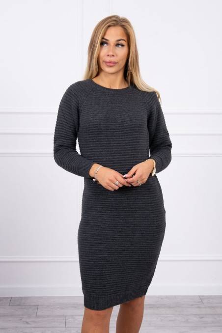 Džemperis dryžuota grafito spalvos suknelė KES-16154-2019-38