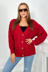 Megztinis su sagomis ir bufetinėmis rankovėmis raudonos palvos KES-26384-2024-4