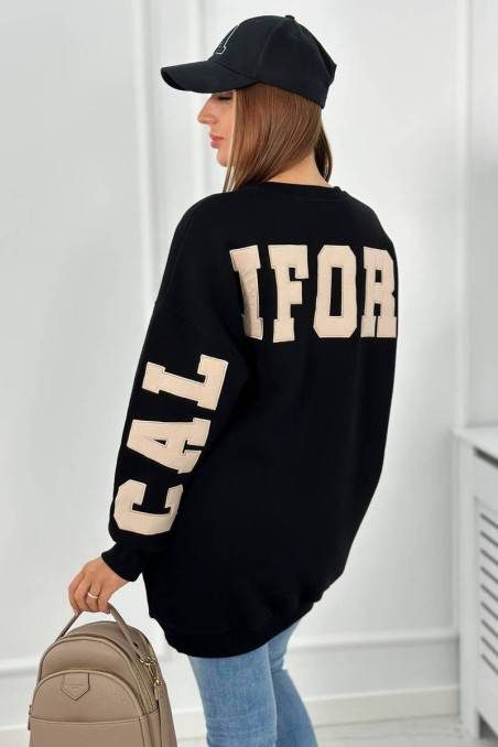 Pašiltintas džemperis su kalifornijos užrašu juodos spalvos KES-26555-9592