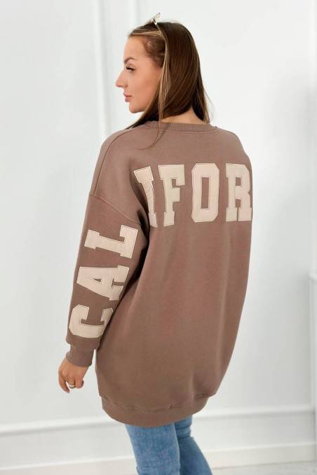 Pašiltintas džemperis su kalifornijos užrašu rudos spalvos KES-26558-9592