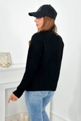Moteriškas megztinis paaukštintu kaklu juodos spalvos KES-26500-2024-9