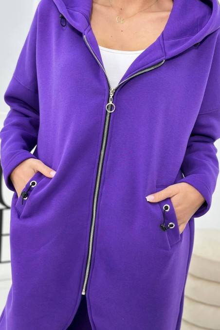 pašiltintas ilgas megztinis tamsiai violetinės spalvos KES-26637-9313