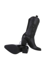 Juodi kaubojiški batai moterims GR- DEN931P-blackpu