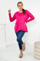 Rožinis megztinis su kišenėmis priekyje KES-27016-24-32