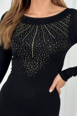 Megzta juoda suknelė su auksiniu cirkonio motyvu KES-27029-9412