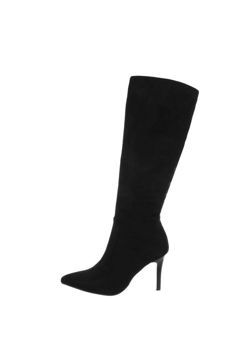 Damen High-Heel Stiefel - blacksuede-DES612S-blacksuede