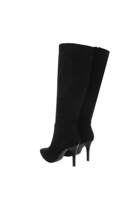 Damen High-Heel Stiefel - blacksuede-DES612S-blacksuede
