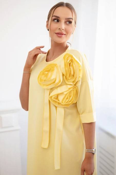 Nauja Punto suknelė su gėlėmis geltonas KES-27686-723732