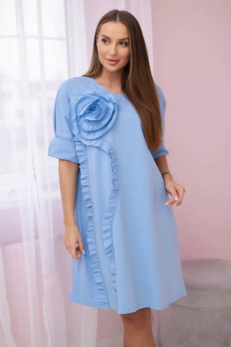 Suknelė su dekoratyvine gėle mėlynos spalvos KES-27743-37881