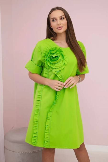 Suknelė su dekoratyvine gėle ryškiai žalia KES-27747-37881
