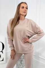 Komplet bawełniany bluza + legginsy beżowy KES-27758-9454