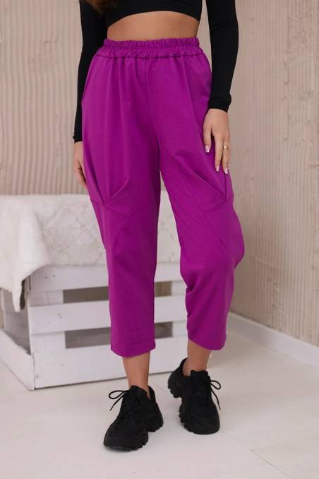 New Punto kelnės su kišenėmis tamsiai violetinės spalvos KES-27881-6719N