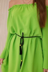 Suknelė, surišta ties juosmeniu su sutraukiamu raišteliu ryškiai žalia KES-28044-IT-17