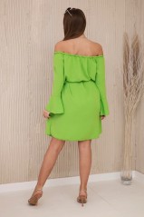 Suknelė, surišta ties juosmeniu su sutraukiamu raišteliu ryškiai žalia KES-28044-IT-17