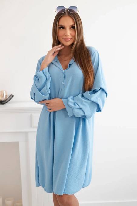 Oversize suknelė dekoratyvinėmis rankovėmis mėlynos spalvos KES-28337-IT-24