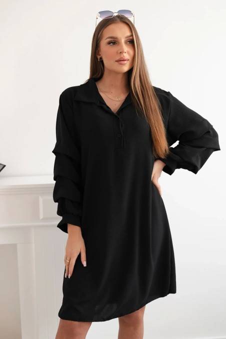 Oversize suknelė dekoratyvinėmis rankovėmis juodos spalvos KES-28338-IT-24