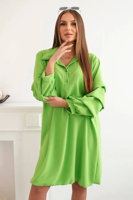 Oversize suknelė dekoratyvinėmis rankovėmis ryškiai žalia KES-28339-IT-24