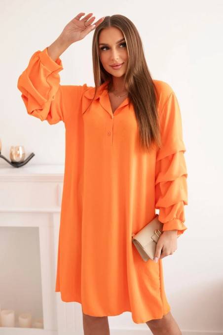 Oversize suknelė dekoratyvinėmis rankovėmis apelsinas KES-28342-IT-24