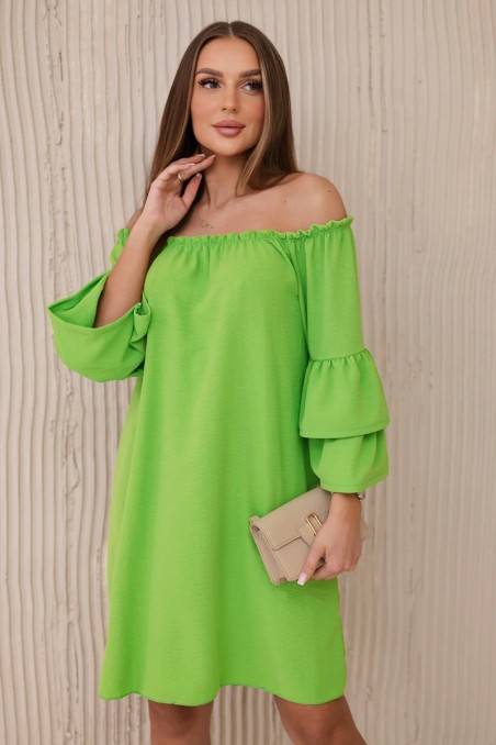 Ispaniška suknelė su maivymusi ant rankovės ryškiai žalia KES-28309-IT-23