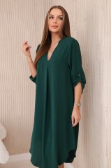 V formos kaklo suknelė tamsiai žalia KES-28716-ART88536