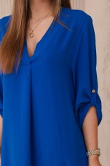 V formos kaklo suknelė rugiagėlių mėlynos spalvos KES-28717-ART88536