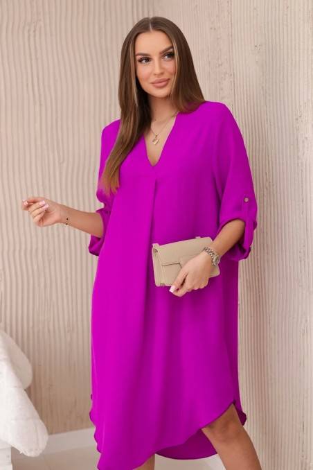 V formos kaklo suknelė Violetinė KES-28718-ART88536