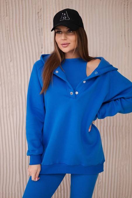 3 viename komplektas: džemperis, marškinėliai ir tamprės rugiagėlių mėlynos spalvos KES-28725-9446