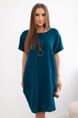 Suknelė su kišenėmis ir pakabuku mėlynos spalvos KES-28765-IT-34