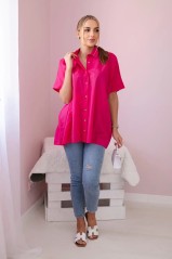 Medvilniniai marškiniai trumpomis rankovėmis ryškiai rožinės spalvos KES-28835-9812