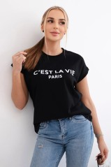 Medvilninė palaidinė C'est La Vie Paris juodos spalvos KES-28856-9820
