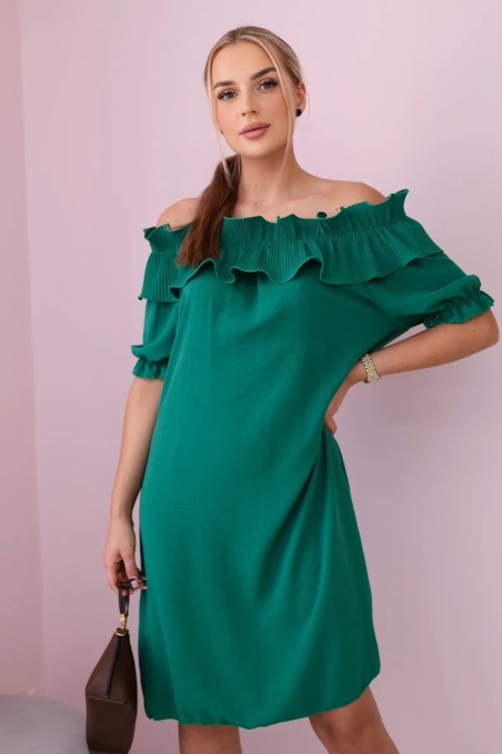 Ispaniška suknelė su dekoratyvine puošmena žalios spalvos KES-28921-IT-35
