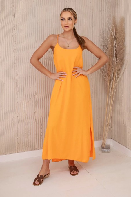 Ilga suknelė be petnešėlių apelsinas KES-29023-6418