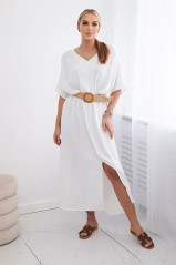 Platėjanti suknelė su diržu baltas KES-29040-6899