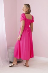 Raukta suknelė su kaklaraiščiu ties iškirpte rožinis KES-29142-ART2707