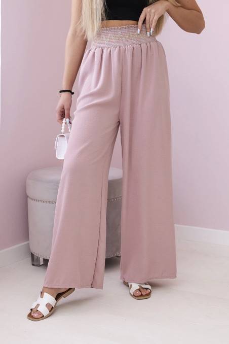 Kelnės su plačia elastine juosmens juosta tamsiai rožinės spalvos KES-29414-IT-40