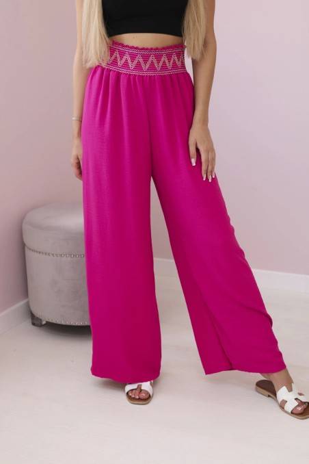 Kelnės su plačia elastine juosmens ryškiai rožinės spalvos KES-29512-IT-40