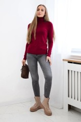 Pullover mit Rollkragen Burgundo spalvos KES-30591-A29